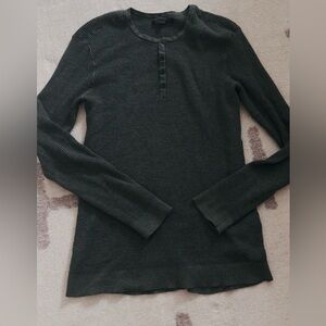 John Varvatos Dark Green Long Sleeve Waffle Henley Shirt Size L